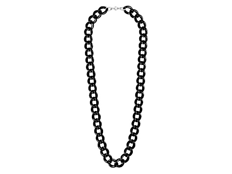 Rhodium Over Sterling Silver Extra Long XL Curb Link Acrylic Necklace