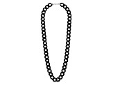 Rhodium Over Sterling Silver Extra Long XL Curb Link Acrylic Necklace