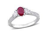 Ruby and Diamond 14K White Gold Ring 1.05ctw