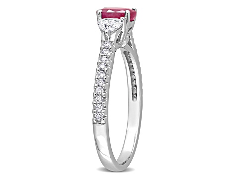 Ruby and Diamond 14K White Gold Ring 1.05ctw
