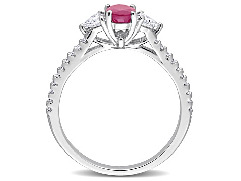 Ruby and Diamond 14K White Gold Ring 1.05ctw