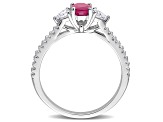 Ruby and Diamond 14K White Gold Ring 1.05ctw