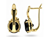 14K Yellow Gold Over Sterling Silver Black Onyx Round Drop Earrings