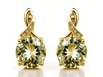 14K Yellow Gold Over Sterling Silver Prasiolite Round Drop Earrings