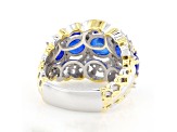 Blue Cobalt Spinel Rhodium & 24K Yellow Gold Over Palladium Sterling Silver Two-Tone Ring 5.57ctw