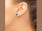 Sterling Silver Rhodium-plated 6mm Polished Amethyst Post Earrings