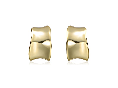 14K Gold Plated over Brass Waterfall Free Form Chunky C-Hoop Earrings