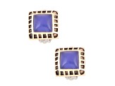 Barse Jewelry Blue Agate Gold Tone Clip-On Earrings