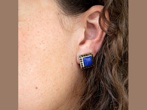 Barse Jewelry Blue Agate Gold Tone Clip-On Earrings