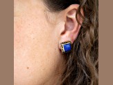 Barse Jewelry Blue Agate Gold Tone Clip-On Earrings