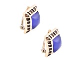 Barse Jewelry Blue Agate Gold Tone Clip-On Earrings