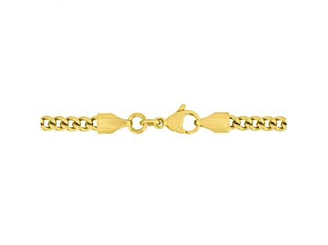 Yellow Ion-Plated Stainless Steel and White Diamond Cross Pendant With Chain 0.10ctw