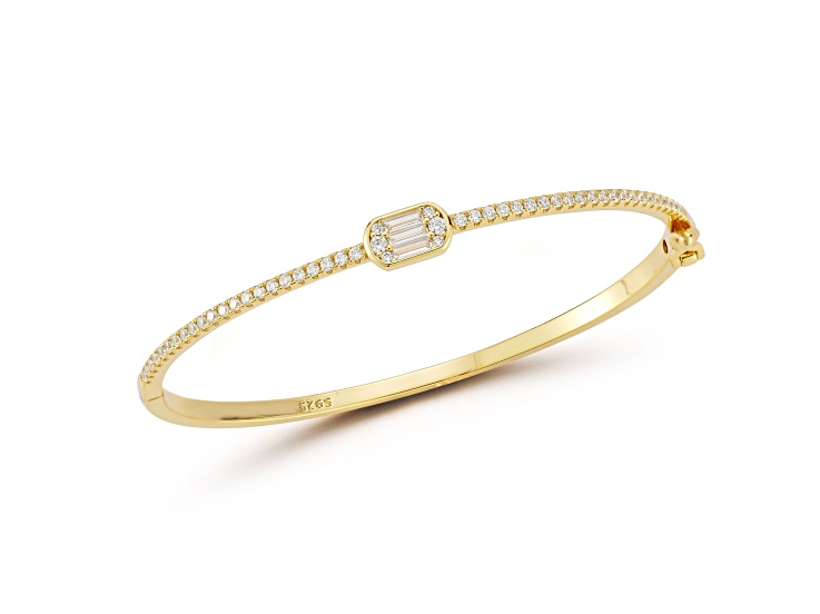 Rachel Zoe 14K Yellow Gold Over Sterling Silver Cubic Zirconia Illusion Bangle Bracelet