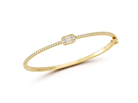 Rachel Zoe 14K Yellow Gold Over Sterling Silver Cubic Zirconia Illusion Bangle Bracelet