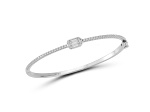 Rachel Zoe Rhodium Over Sterling Silver Cubic Zirconia Illusion Bangle Bracelet
