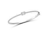 Rachel Zoe Rhodium Over Sterling Silver Cubic Zirconia Illusion Bangle Bracelet