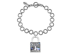 Silver Treasures by Samuel B. Sterling Silver Tree-Of-Life Locket Charm Bracelet