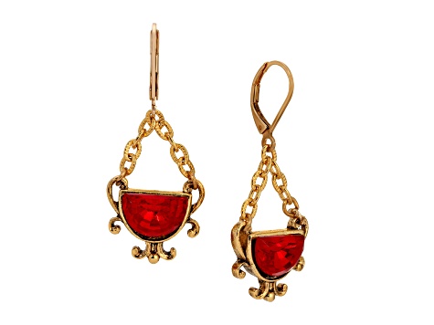 Gold Tone Half Moon Drop Leverback Earring