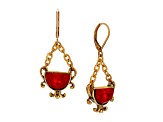 Gold Tone Half Moon Drop Leverback Earring