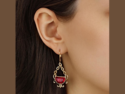 Gold Tone Half Moon Drop Leverback Earring