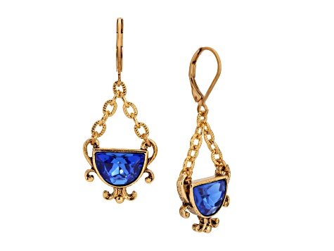 Gold Tone Half Moon Drop Leverback Earring