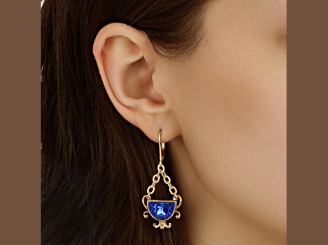 Gold Tone Half Moon Drop Leverback Earring