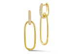 Rachel Zoe 14K Yellow Gold Over Sterling Silver Oval Cubic Zirconia Drop Earrings