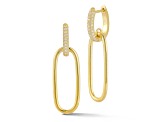 Rachel Zoe 14K Yellow Gold Over Sterling Silver Oval Cubic Zirconia Drop Earrings
