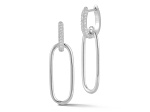 Rachel Zoe Rhodium Over Sterling Silver Oval Cubic Zirconia Drop Earrings