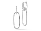 Rachel Zoe Rhodium Over Sterling Silver Oval Cubic Zirconia Drop Earrings
