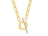 White Diamond 14K Yellow Gold Over Sterling Silver Paperclip Lariat Necklace 0.10ctw