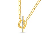 White Diamond 14K Yellow Gold Over Sterling Silver Paperclip Lariat Necklace 0.10ctw