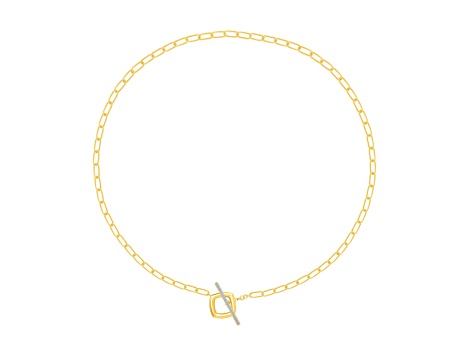 White Diamond 14K Yellow Gold Over Sterling Silver Paperclip Lariat Necklace 0.10ctw
