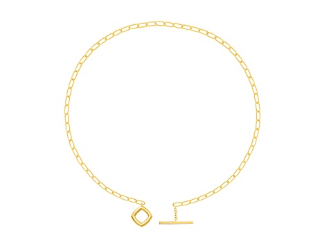 White Diamond 14K Yellow Gold Over Sterling Silver Paperclip Lariat Necklace 0.10ctw