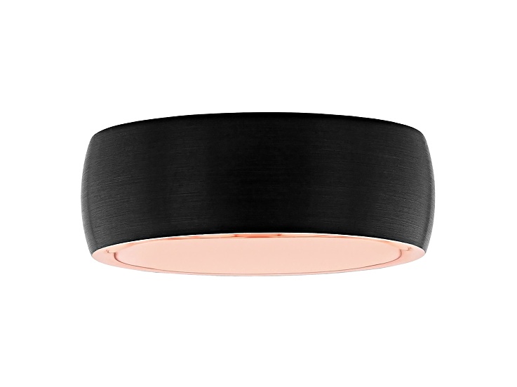 Tungsten Comfort™ Tungsten Black Ion Plated Outside and Rose Ion Plated Inside Band