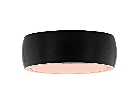 Tungsten Comfort™ Tungsten Black Ion Plated Outside and Rose Ion Plated Inside Band