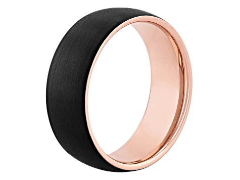 Tungsten Comfort™ Tungsten Black Ion Plated Outside and Rose Ion Plated Inside Band