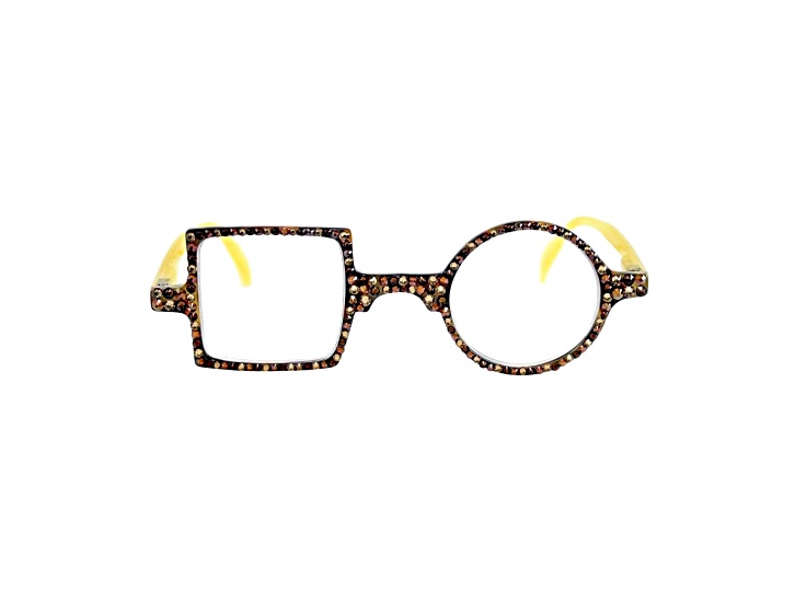Yellow circle and square reading glasses