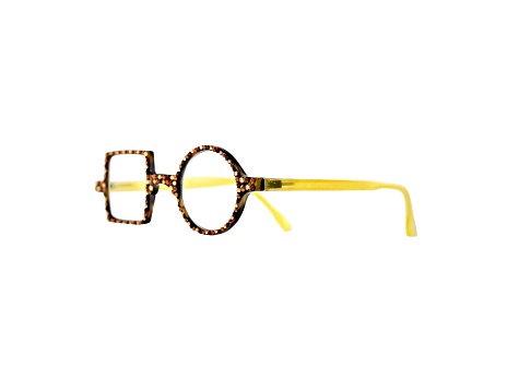 Yellow circle and square reading glasses