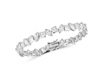 Rachel Zoe Rhodium Over Sterling Silver Mixed Shape Cubic Zirconia Tennis Bracelet