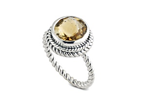 Silver Treasures by Samuel B. Citrine Sterling Silver Twisted Shank Design Ring 3.85ct