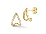 Rachel Zoe 14K Yellow Gold Over Sterling Silver Cubic Zirconia J-Hoop Studs