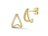 Rachel Zoe 14K Yellow Gold Over Sterling Silver Cubic Zirconia J-Hoop Studs