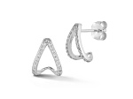 Rachel Zoe Rhodium Over Sterling Silver Cubic Zirconia J-Hoop Studs