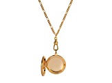 Gold Tone Pink Flower White Decal Locket Pendant with Chain