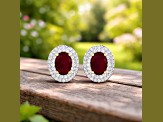 Red Ruby and White Diamond 14K Yellow Gold Stud Earrings