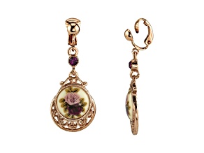 1928 Jewelry Rose Gold Tone Flower Clip Drop Earrings