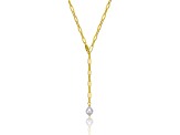 White Freshwater Pearl, 14K Gold Plated over Sterling Silver Y-Style Necklace