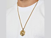 Yellow Ion-Plated Stainless Steel Jesus Head Cross Pendant With Chain