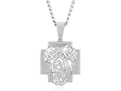 Stainless Steel Jesus Head Cross Pendant With Chain